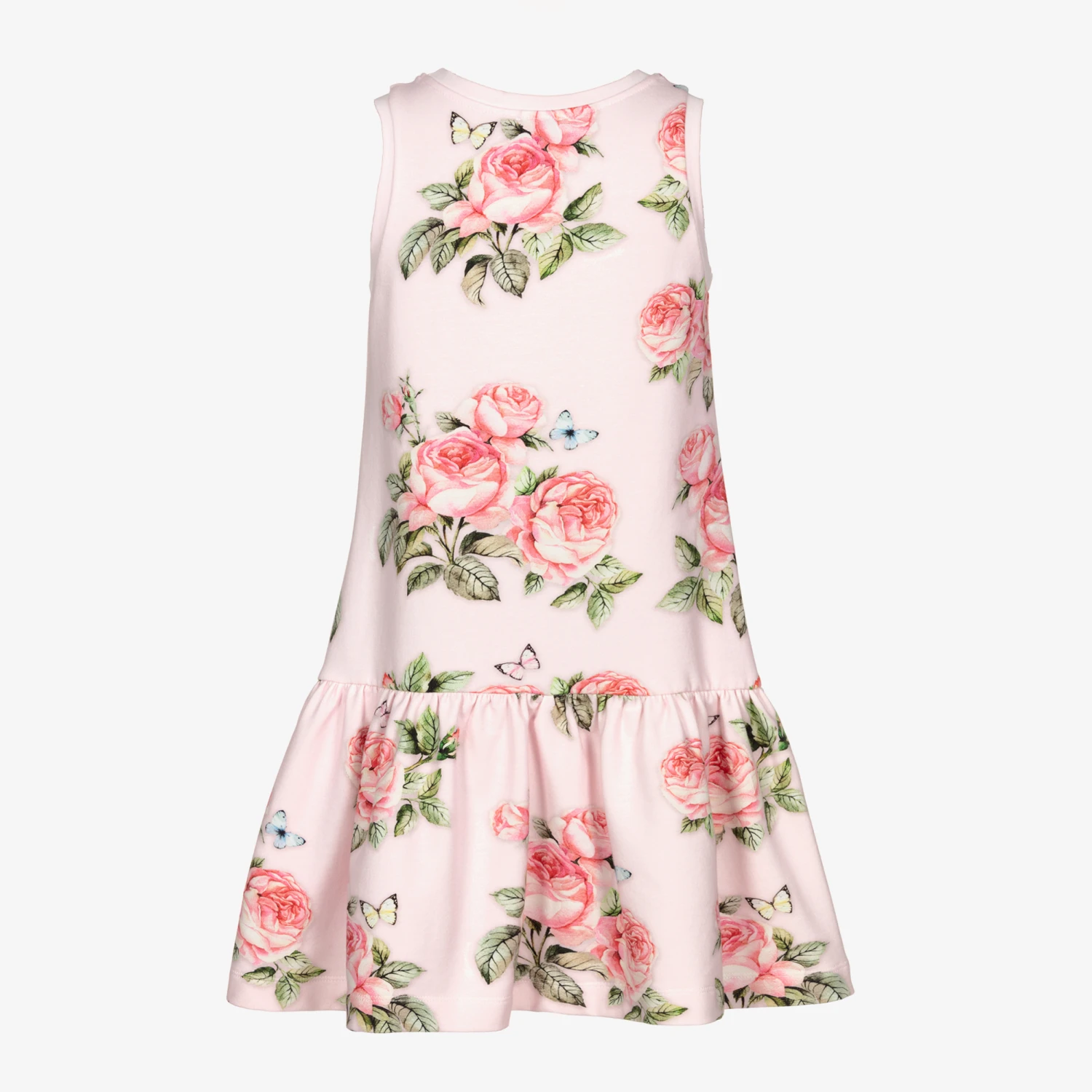 Monnalisa Teen Pink Floral Cotton Dress 2 Monnalisa Teen Pink Floral Cotton Dress - Image 2