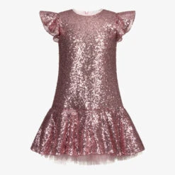 Monnalisa Teen Pink Sequin Dress