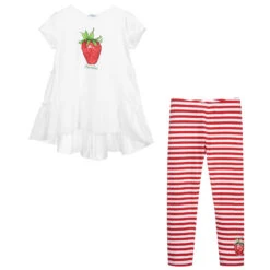 Monnalisa Teen Red & White Leggings Set