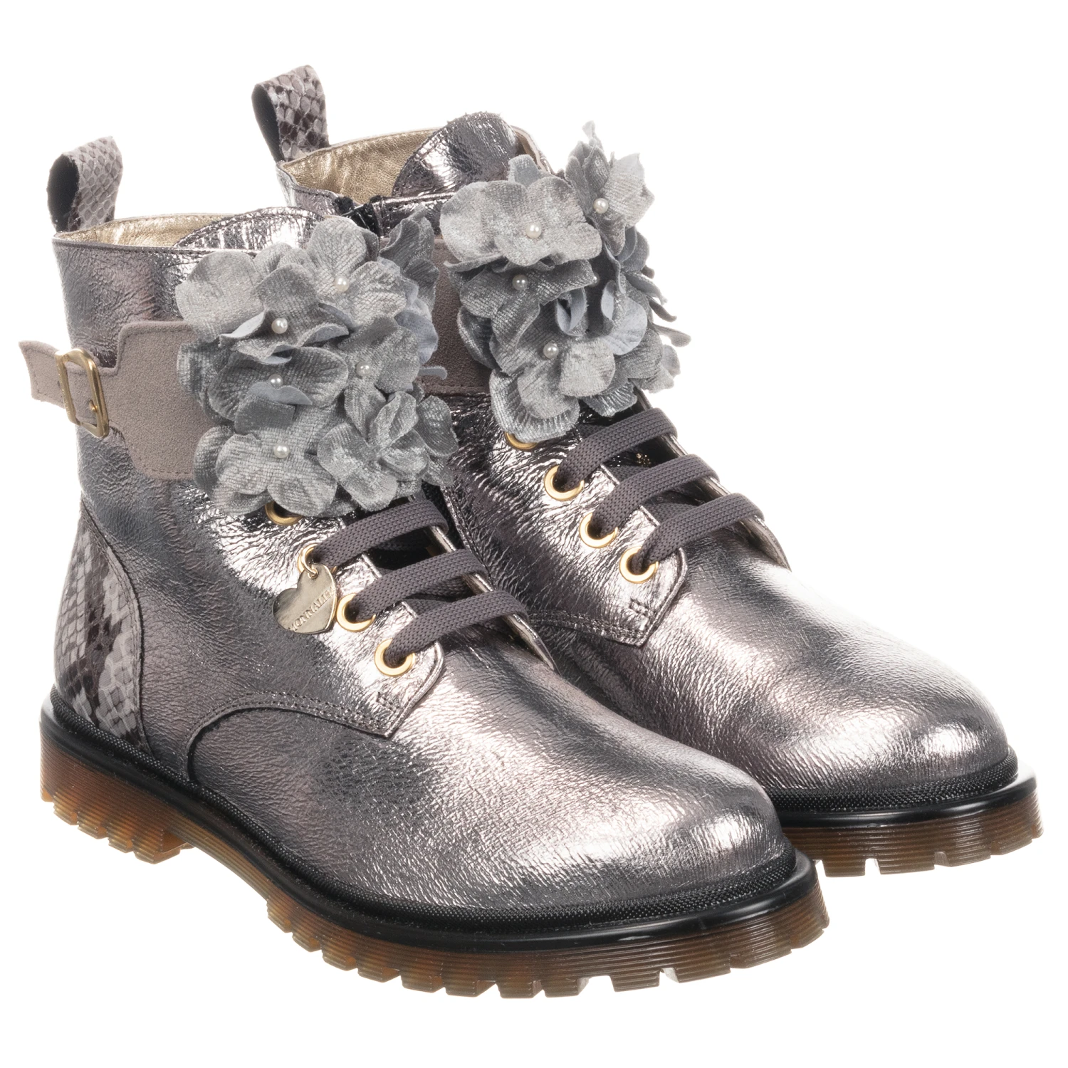 Monnalisa Teen Silver Flower Ankle Boots 1 Monnalisa Teen Silver Flower Ankle Boots