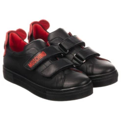 Moschino Kid-Teen Teen Black & Red Logo Trainers