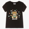 Moschino Kid-Teen Teen Girls Black Cotton Floral Logo T-Shirt