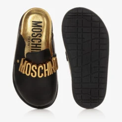 Moschino Kid-Teen Teen Girls Black & Gold Leather Mules -Molo Store moschino teen girls black gold leather mules 492529 566e92c41ca105b9d3c7c9e32755b0cf176c0691