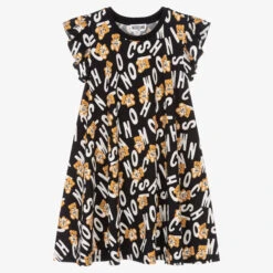 Moschino Kid-Teen Teen Girls Black & White Logo Dress