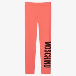 Moschino Kid-Teen Teen Girls Pink Logo Leggings
