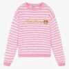 Moschino Kid-Teen Teen Girls Pink Striped Logo Sweater