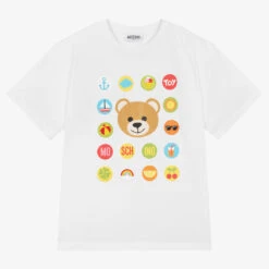 Moschino Kid-Teen Teen Girls White Crystal Teddy Bear T-Shirt