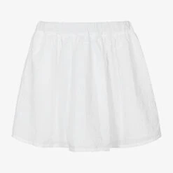 Moschino Kid-Teen Teen Girls White Embroidered Logo Skirt