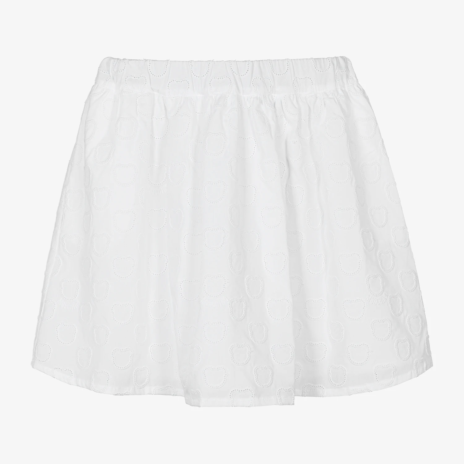 Moschino Kid-Teen Teen Girls White Embroidered Logo Skirt 1 Moschino Kid-Teen Teen Girls White Embroidered Logo Skirt
