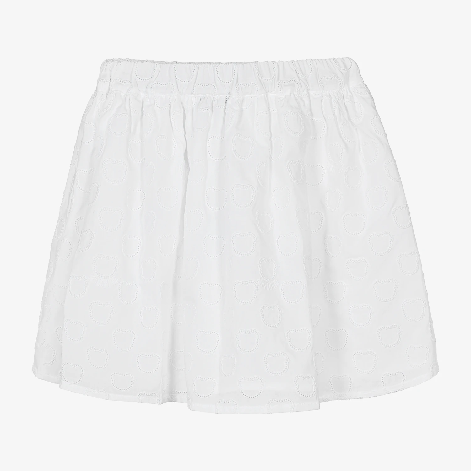 Moschino Kid-Teen Teen Girls White Embroidered Logo Skirt 2 Moschino Kid-Teen Teen Girls White Embroidered Logo Skirt - Image 2