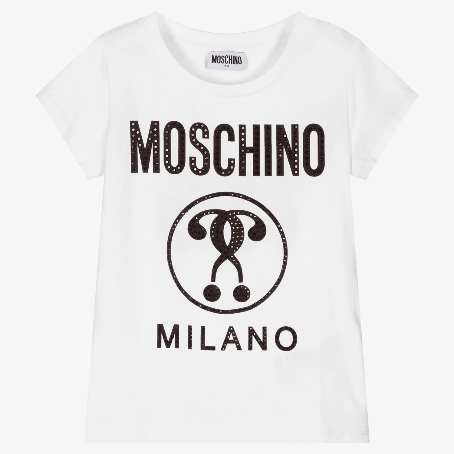 Moschino Kid-Teen Teen Girls White Logo T-Shirt 1 Moschino Kid-Teen Teen Girls White Logo T-Shirt