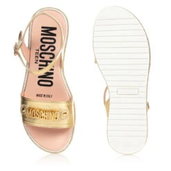 Moschino Kid-Teen Teen Gold Logo Sandals -Molo Store moschino teen gold logo sandals 367499 acde62752949829e189e1b2feb22a4af698270f0