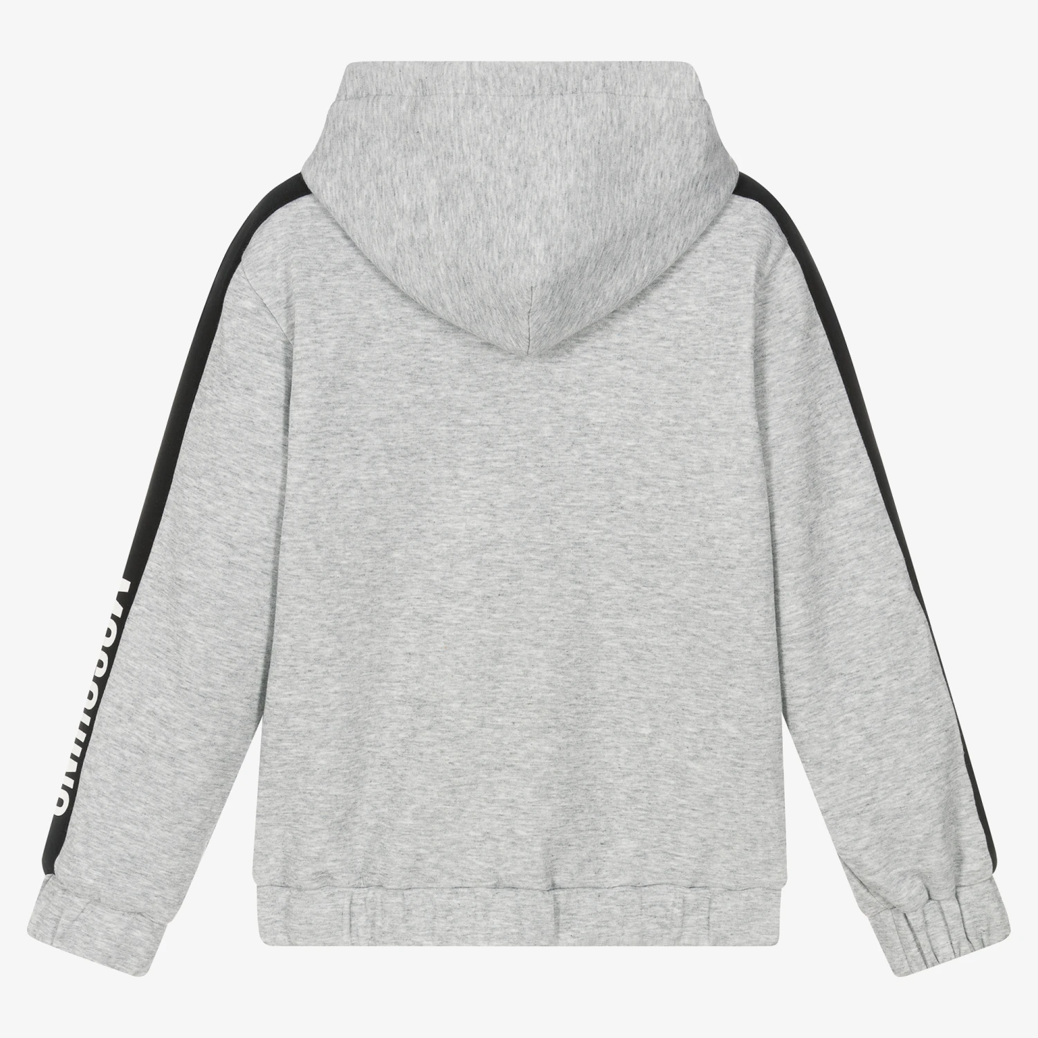 Moschino Kid-Teen Teen Grey Logo Tape Hoodie 2 Moschino Kid-Teen Teen Grey Logo Tape Hoodie - Image 2