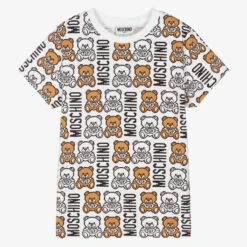 Moschino Kid-Teen Teen White Teddy Logo T-Shirt