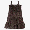 MSGM Teen Girls Black Cotton Micro Cherry Dress