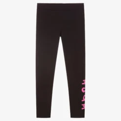 MSGM Teen Girls Black Logo Leggings