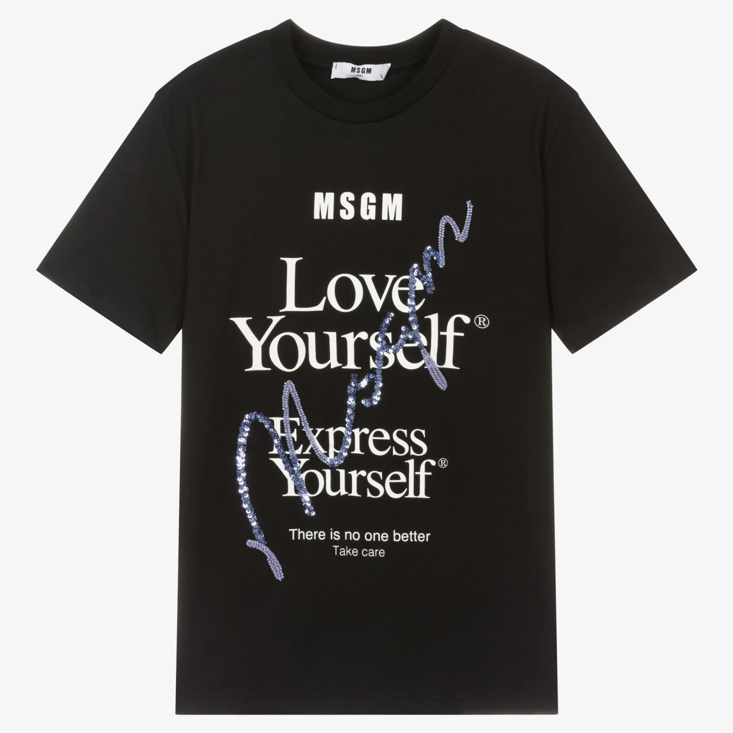 MSGM Teen Girls Black Logo T-Shirt 1 MSGM Teen Girls Black Logo T-Shirt