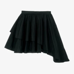 MSGM Teen Girls Black Taffeta Asymmetric Skirt