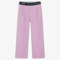 MSGM Teen Girls Lilac Purple Logo Trousers