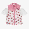 MSGM Teen Girls Pink Check & Flower Blouse