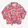 MSGM Teen Girls Pink Cropped Floral Blouse