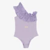 MSGM Teen Girls Purple Cotton Logo Bodysuit