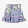 MSGM Teen Girls Purple Floral Logo Skirt