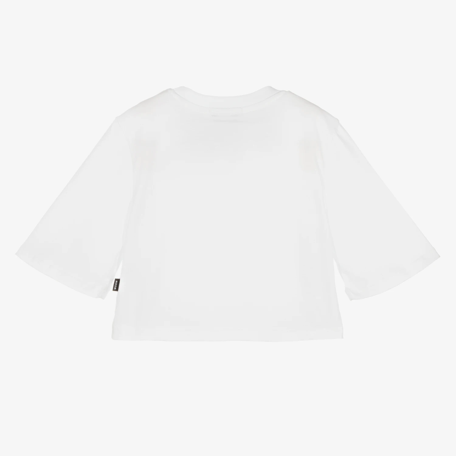MSGM Teen Girls White Cotton Cropped Logo T-Shirt 2 MSGM Teen Girls White Cotton Cropped Logo T-Shirt - Image 2