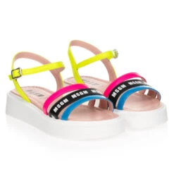 MSGM Teen Leather Logo Sandals
