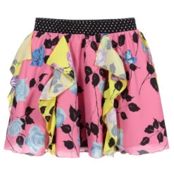 MSGM Teen Pink Floral Ruffle Skirt
