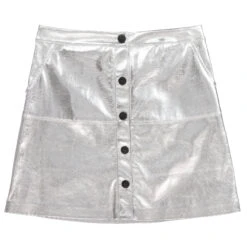 MSGM Teen Silver Faux Leather Skirt