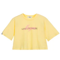 MSGM Teen Yellow Logo Cropped Top