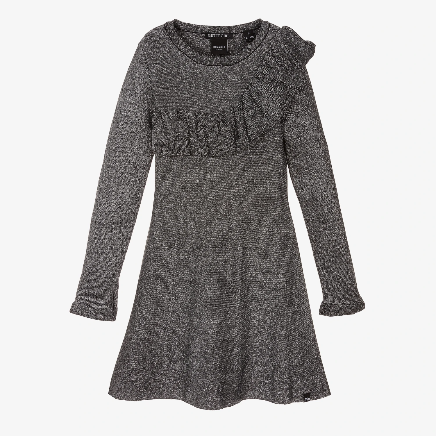 NIK&NIK Teen Black & Silver Knit Dress 1 NIK&NIK Teen Black & Silver Knit Dress