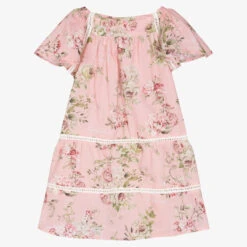 Olga Valentine Teen Girls Pink Floral Cotton Dress