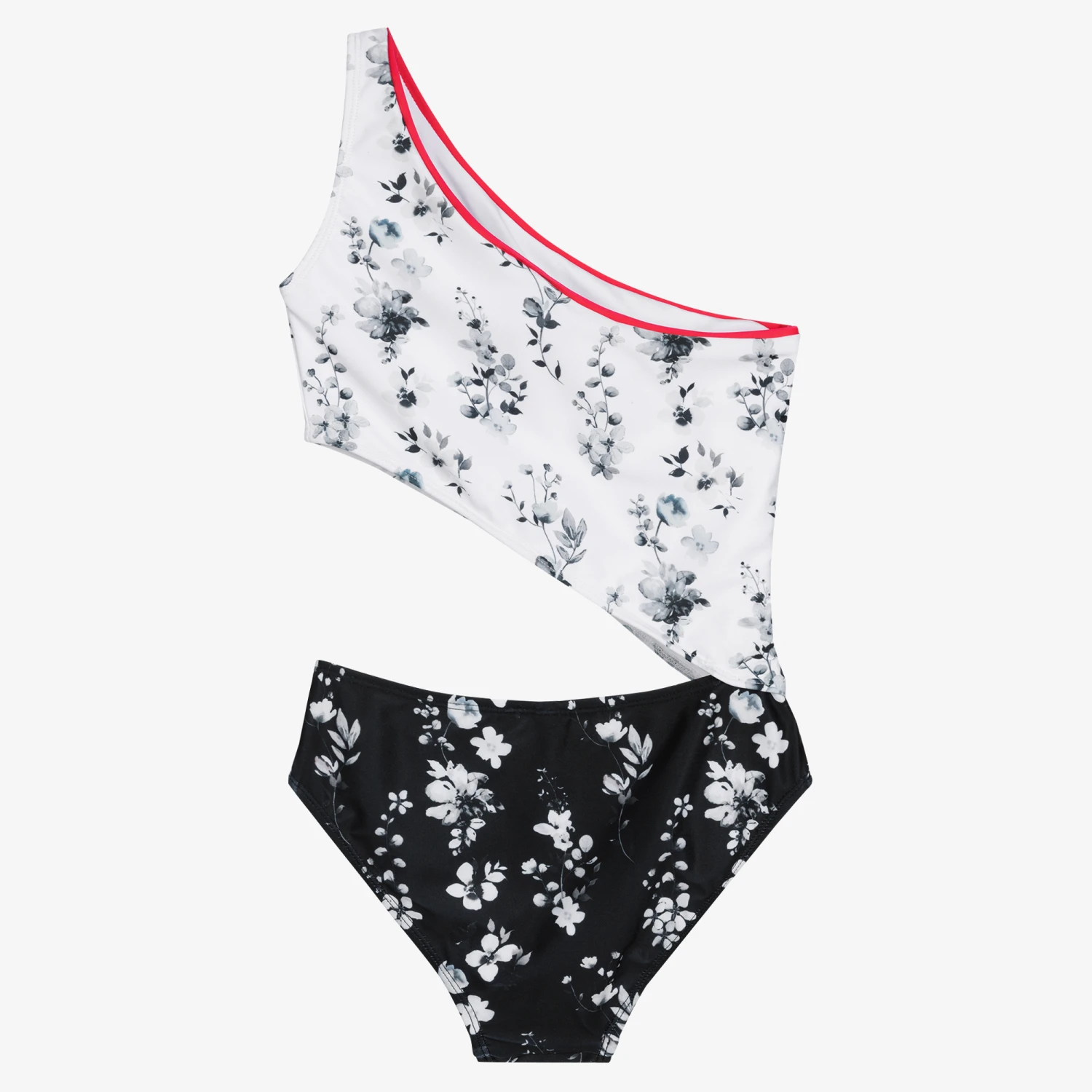 Olga Valentine Teen Girls White & Black Floral Swimsuit (UPF50+) 2 Olga Valentine Teen Girls White & Black Floral Swimsuit (UPF50+) - Image 2