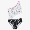 Olga Valentine Teen Girls White & Black Floral Swimsuit (UPF50+)