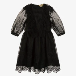 Stella McCartney Kids Teen Black Broderie Silk Dress