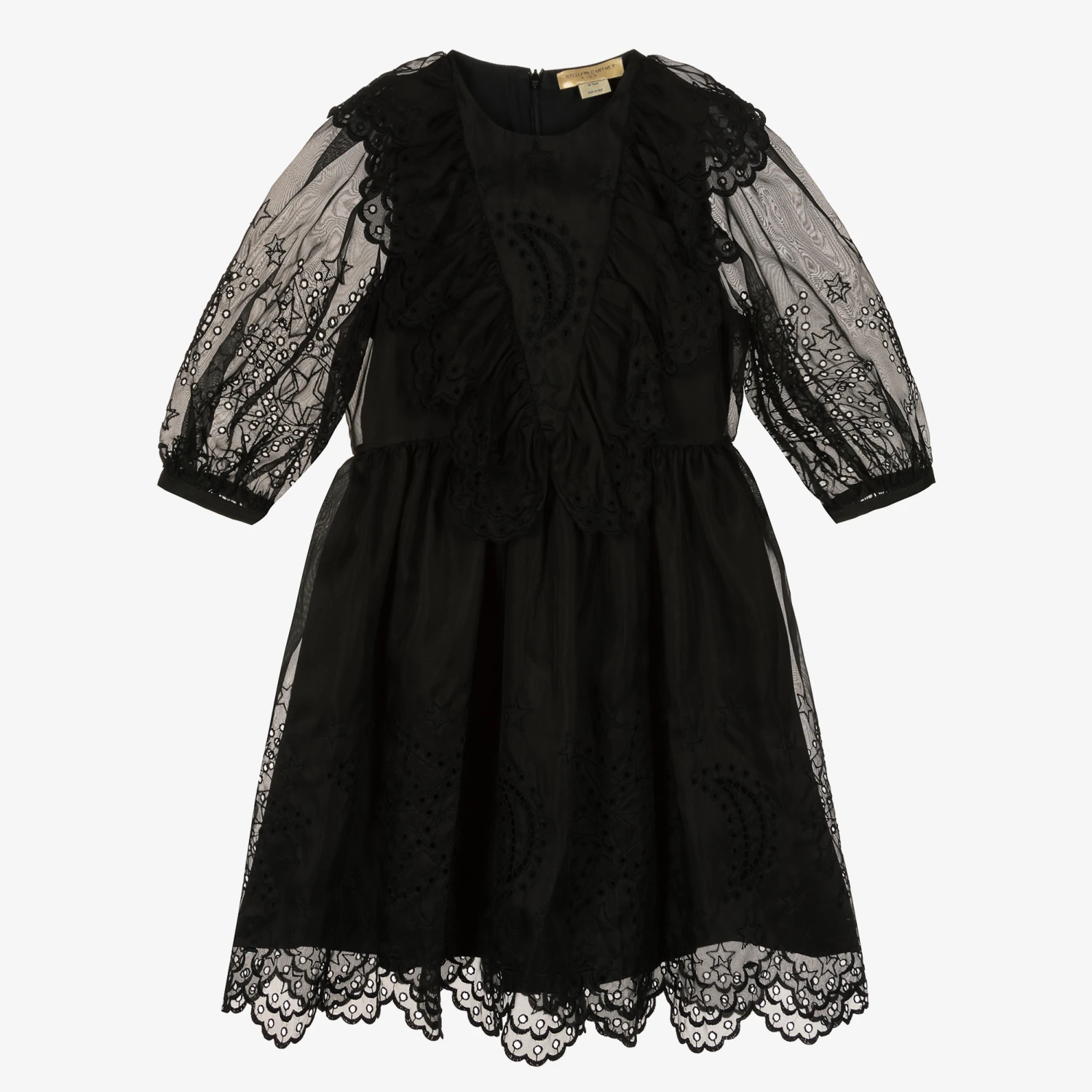 Stella McCartney Kids Teen Black Broderie Silk Dress 1 Stella McCartney Kids Teen Black Broderie Silk Dress