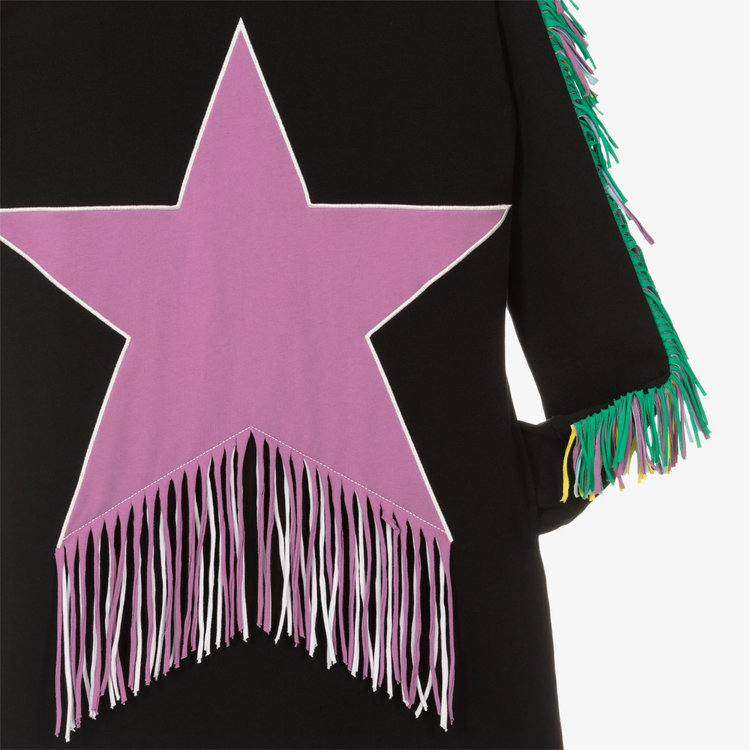 Stella McCartney Kids Teen Girls Black Fringed Star Dress 3 Stella McCartney Kids Teen Girls Black Fringed Star Dress - Image 3