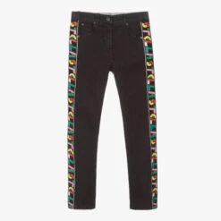 Stella McCartney Kids Teen Girls Black Logo Tape Jeans