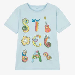 Stella McCartney Kids Teen Girls Blue Cotton Logo T-Shirt