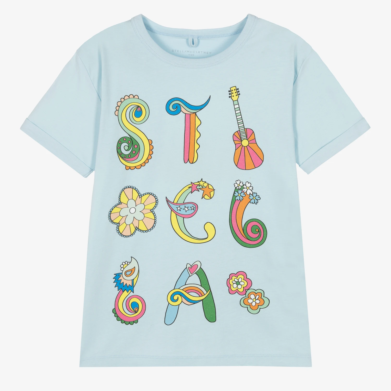Stella McCartney Kids Teen Girls Blue Cotton Logo T-Shirt 1 Stella McCartney Kids Teen Girls Blue Cotton Logo T-Shirt