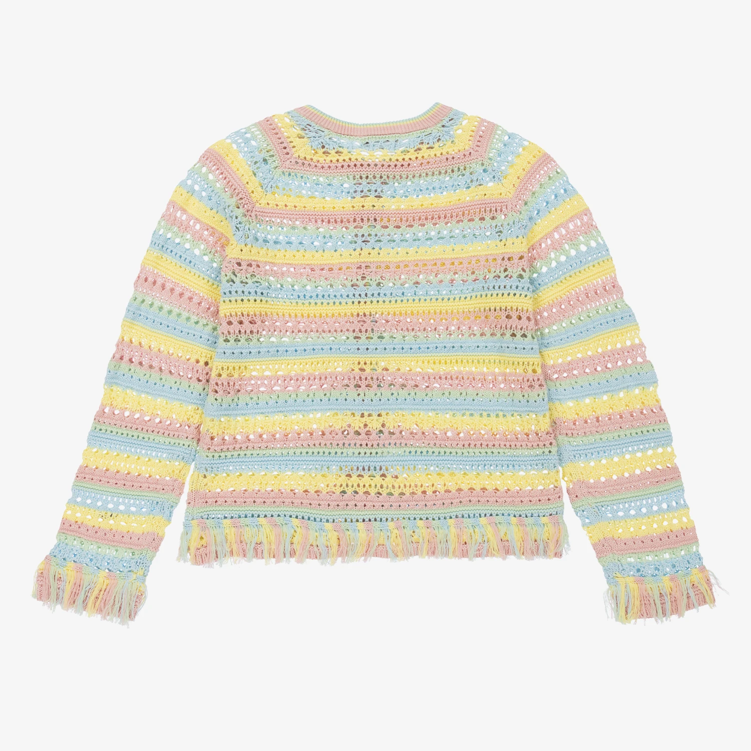 Stella McCartney Kids Teen Girls Pastel Rainbow Stripe Cardigan 2 Stella McCartney Kids Teen Girls Pastel Rainbow Stripe Cardigan - Image 2