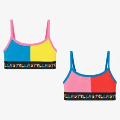 Stella McCartney Kids Teen Girls Pink Colourblock Bra Tops (2 Pack)