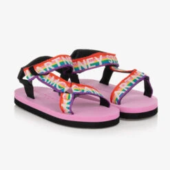Stella McCartney Kids Teen Girls Pink Rainbow Logo Sandals
