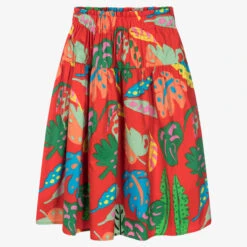 Stella McCartney Kids Teen Girls Red Cotton Palm Print Skirt