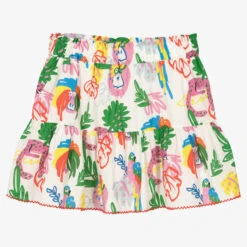 Stella McCartney Kids Teen Girls White Cotton Parrot Skirt