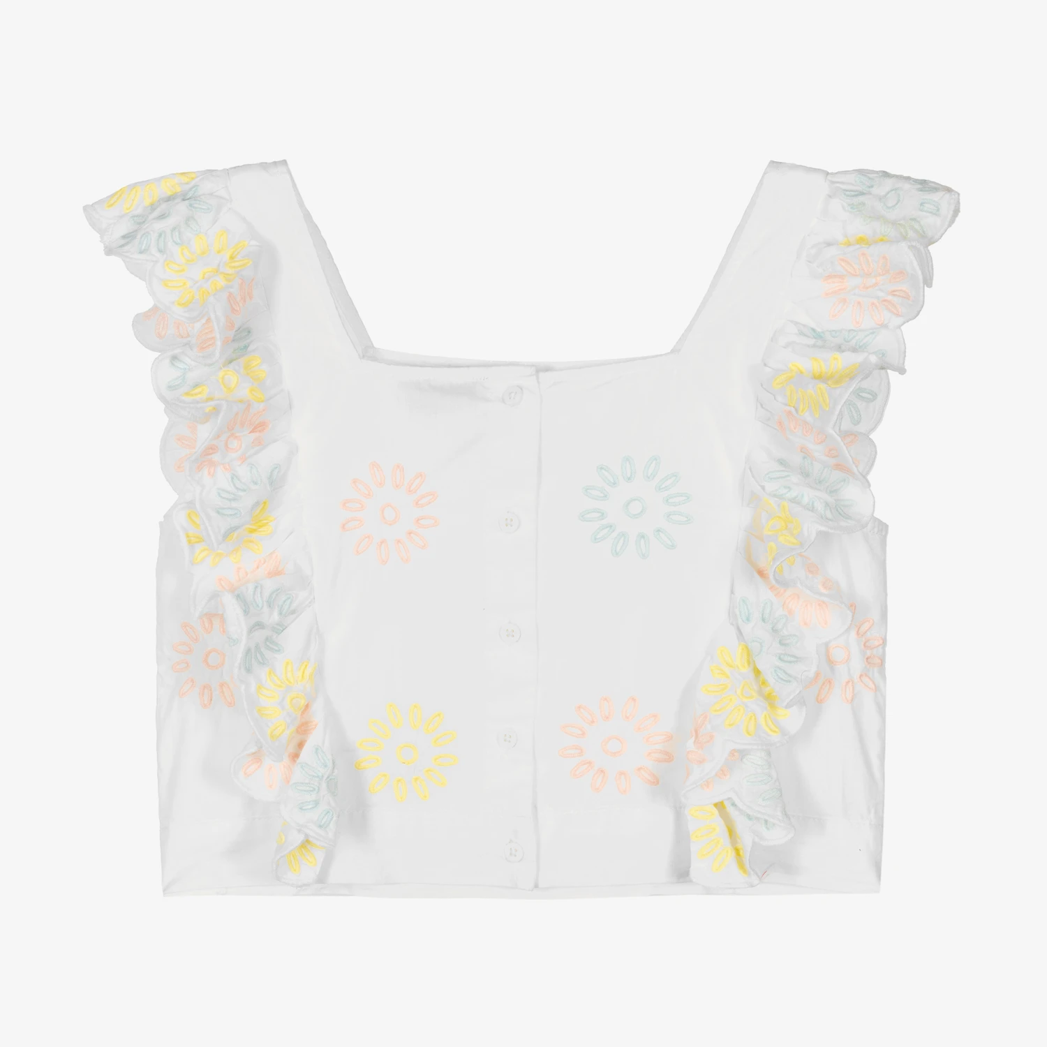 Stella McCartney Kids Teen Girls White Floral Embroidered Top 2 Stella McCartney Kids Teen Girls White Floral Embroidered Top - Image 2