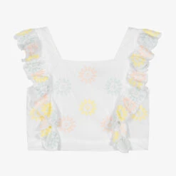 Stella McCartney Kids Teen Girls White Floral Embroidered Top
