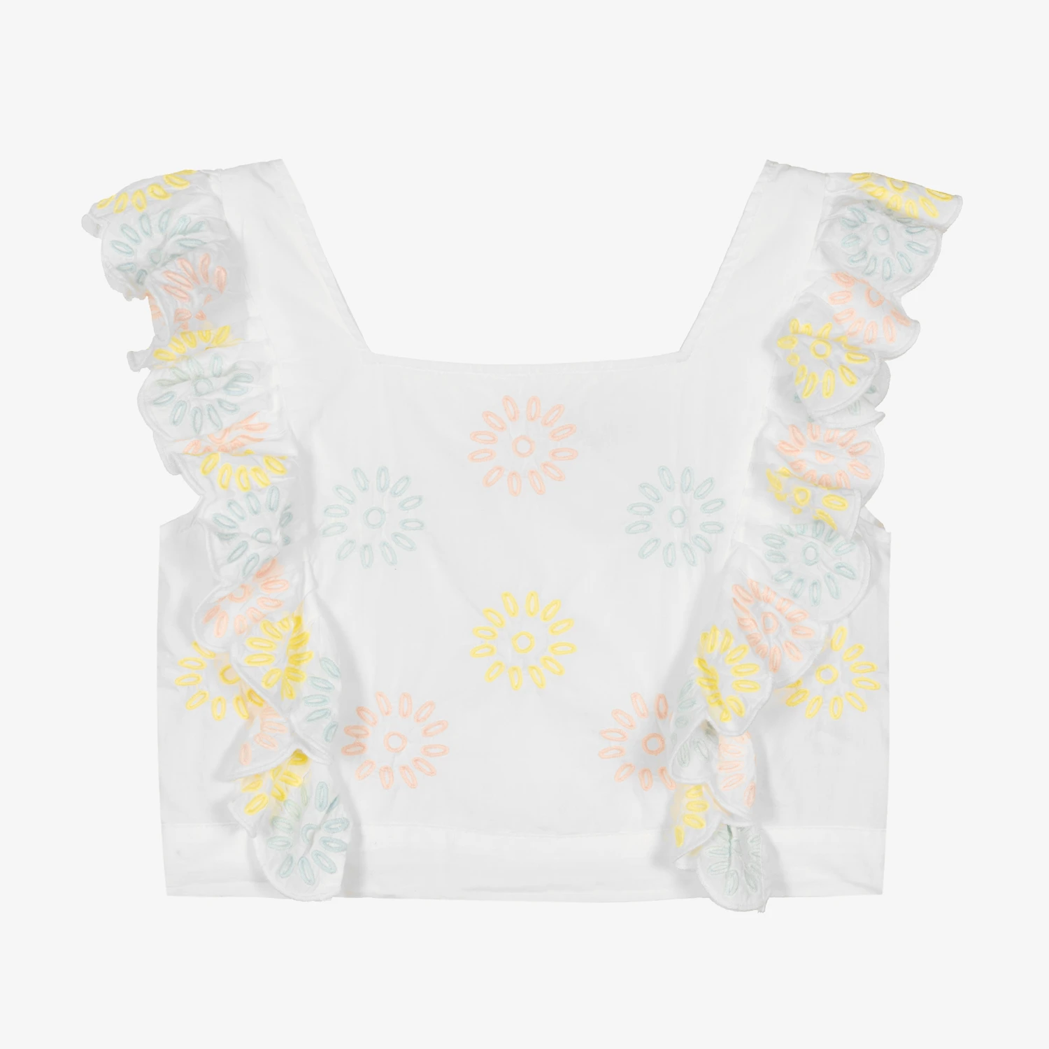 Stella McCartney Kids Teen Girls White Floral Embroidered Top 1 Stella McCartney Kids Teen Girls White Floral Embroidered Top